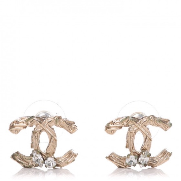 Authentic - Light Gold CHANEL Crystal Twisted CC - Picture 6 of 6